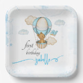 Teddy Bear Hot Air Ballonmeisje Papieren Bordje (Voorkant)