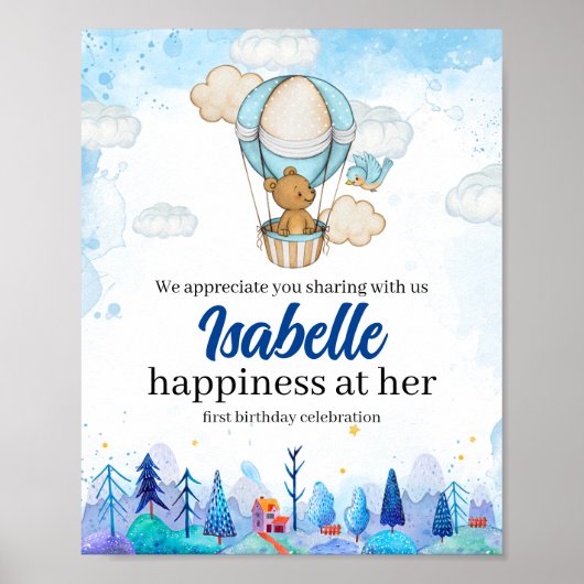 Teddy Bear Hot Air Ballonmeisje verjaart Poster (Voorkant)