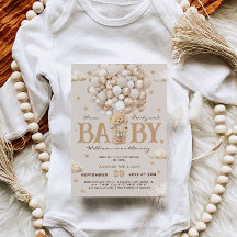 Teddy Bear Hot Air Balloon Baby Shower Goud Taan
