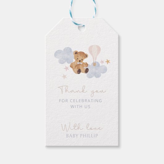 Teddy Bear & Hot Air Balloon, bedankt Cadeaulabel (Voorkant)