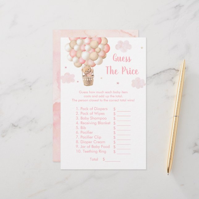 Teddy Bear Hot Air Balloon Guess The Price Game (Voorkant / Achterkant in situ)
