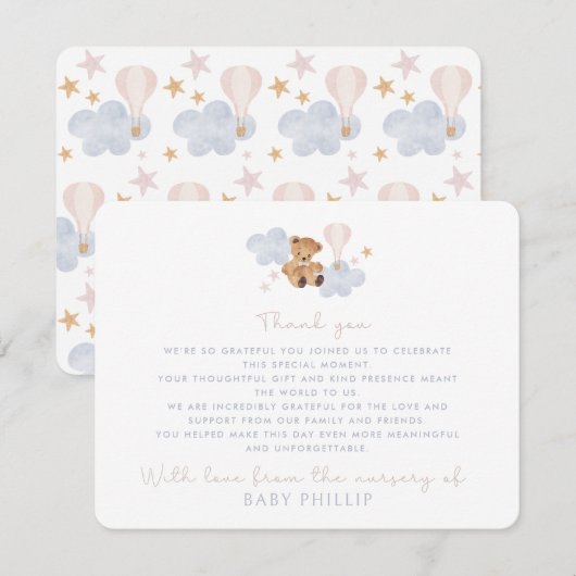 Teddy Bear & Hot Air Balloon, uit de kwekerij van Kaart (Voorkant / Achterkant)