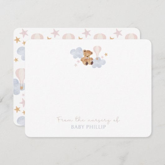 Teddy Bear & Hot Air Balloon, uit de kwekerij van Kaart (Voorkant / Achterkant)