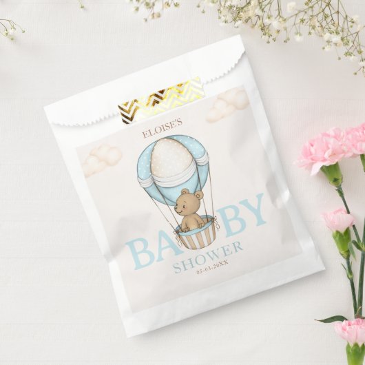 Teddy Bear Hot Balloon Barly Wait boy Baby shower Bedankzakje (Gezegeld)