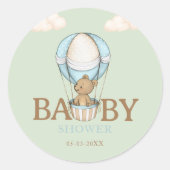 Teddy Bear Hot Balloon Barly Wait boy Baby shower Ronde Sticker (Voorkant)