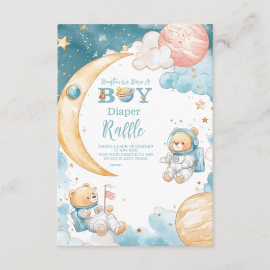 Teddy Bear Houston, we hebben een jongen Diapper R Informatiekaartje (Voorkant)