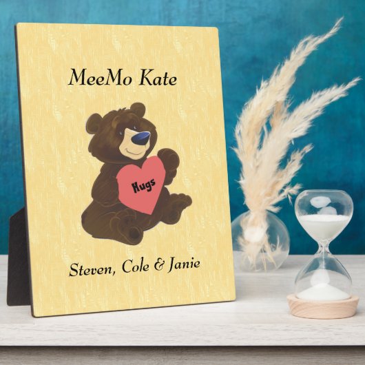Teddy Bear Hugs Heart Custom Plaque Fotoplaat (Zijkant)