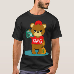 Teddy Bear Hustle Hip Hop Money Rap DJ Boombox T-shirt
