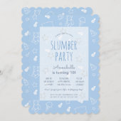 Teddy Bear Ice Cream Blue Slumber Party Verjaardag Kaart (Voorkant / Achterkant)