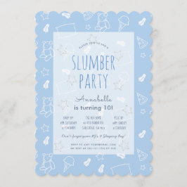 Teddy Bear Ice Cream Blue Slumber Party Verjaardag Kaart