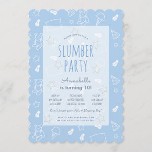 Teddy Bear Ice Cream Blue Slumber Party Verjaardag Kaart