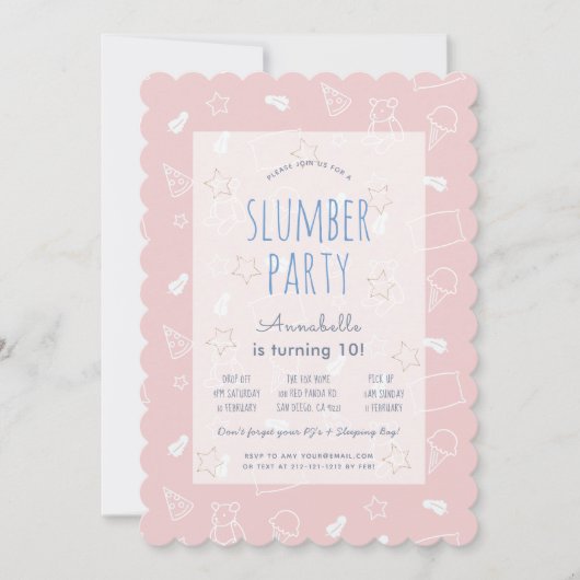Teddy Bear Ice Cream Pink Slumber Party Verjaardag Kaart (Voorkant)