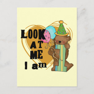 Teddy Bear Ik ben 1 Verjaardag T-shirts en geschen Briefkaart