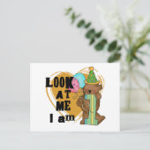 Teddy Bear Ik ben 1 Verjaardag T-shirts en geschen Briefkaart (Staand voorkant)