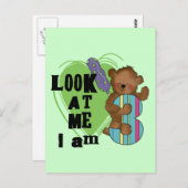 Teddy Bear Ik ben 3 Verjaardag Tshirts en Geschenk Briefkaart (Voorkant / Achterkant)