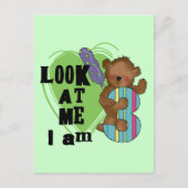 Teddy Bear Ik ben 3 Verjaardag Tshirts en Geschenk Briefkaart (Voorkant)