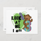 Teddy Bear Ik ben 3 Verjaardag Tshirts en Geschenk Briefkaart (Voorkant / Achterkant)