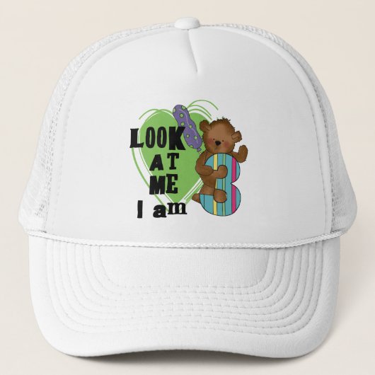Teddy Bear Ik ben 3 Verjaardag Tshirts en Geschenk Trucker Pet (Voorkant)