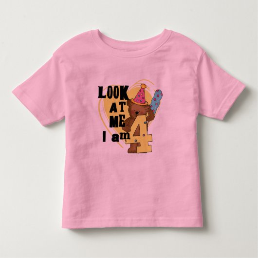 Teddy Bear Ik ben 4 Verjaardag Tshirts en Geschenk (Voorkant)