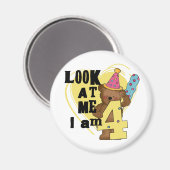 Teddy Bear Ik ben 4 Verjaardag Tshirts en Geschenk Magneet (Voorkant / Achterkant)