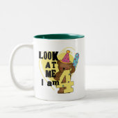 Teddy Bear Ik ben 4 Verjaardag Tshirts en Geschenk Tweekleurige Koffiemok (Links)