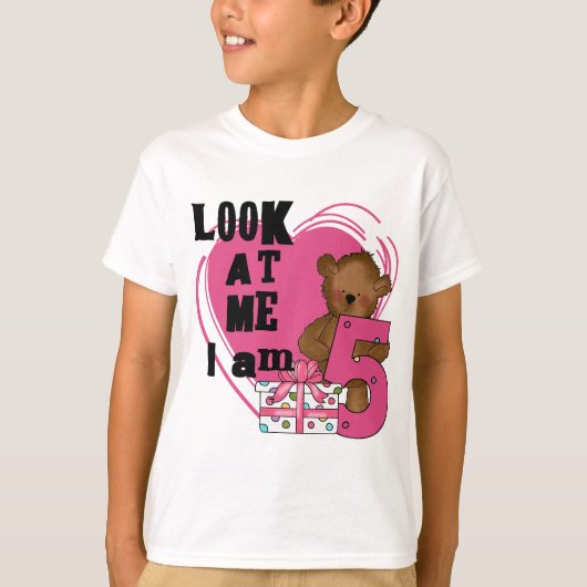 Teddy Bear Ik ben 5 Verjaardag T-shirts en Geschen (Voorkant)
