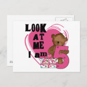 Teddy Bear Ik ben 5 Verjaardag T-shirts en Geschen Briefkaart (Voorkant / Achterkant)