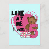 Teddy Bear Ik ben 5 Verjaardag T-shirts en Geschen Briefkaart (Voorkant)