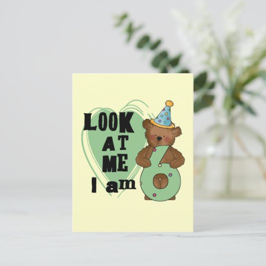 Teddy Bear Ik ben 6 Verjaardag T-shirts en Geschen Briefkaart (Staand voorkant)