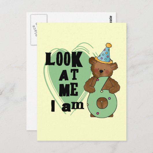 Teddy Bear Ik ben 6 Verjaardag T-shirts en Geschen Briefkaart (Voorkant / Achterkant)