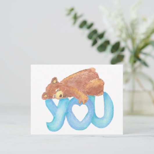 Teddy Bear Ik hou van Heart. Briefkaart (Staand voorkant)