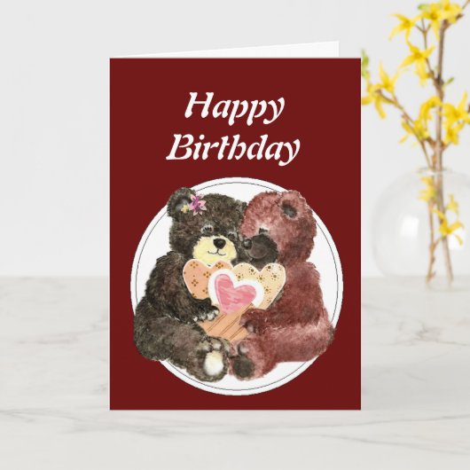 Teddy Bear Ik hou van Heart. Kaart (Gele Bloem)