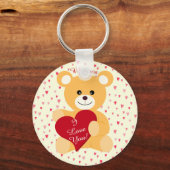 Teddy Bear: "Ik hou van je!" Valentijnsdag Sleutel Sleutelhanger (Voorkant)