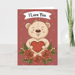 Teddy Bear Ik Hou van Jou Kerstkaart Feestdagen Kaart