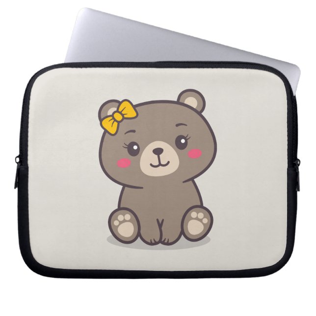 Teddy Bear Illustratie Laptop Sleeve (Voorkant)