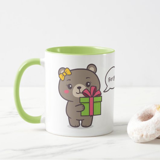 Teddy Bear Illustratie Mok (Met donut)