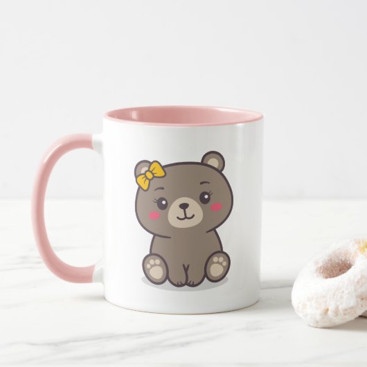 Teddy Bear Illustratie Mok (Met donut)