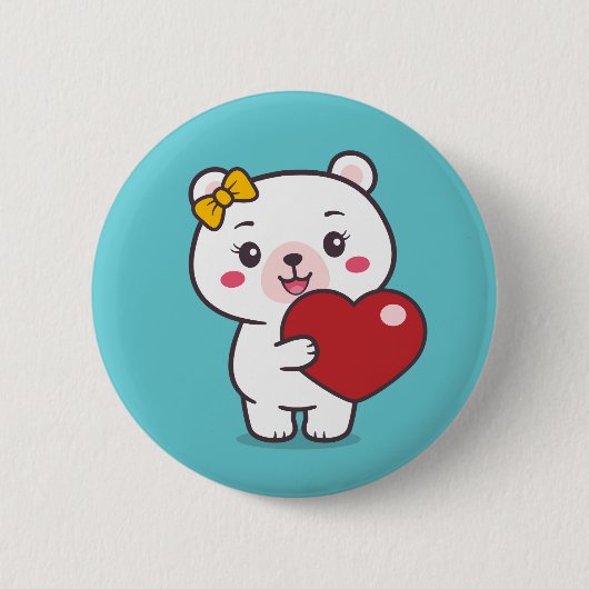 Teddy Bear Illustratie Ronde Button 5,7 Cm (Voorkant)