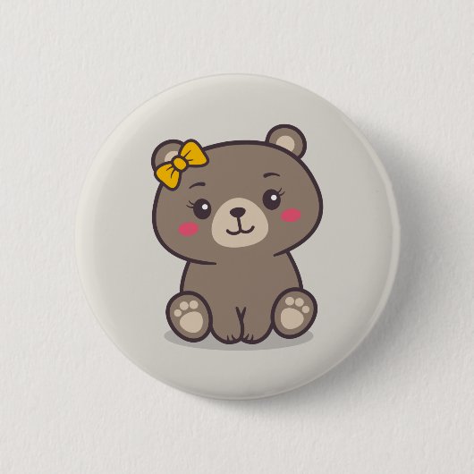 Teddy Bear Illustratie Ronde Button 5,7 Cm (Voorkant)
