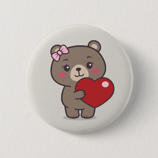 Teddy Bear Illustratie Ronde Button 5,7 Cm (Voorkant)
