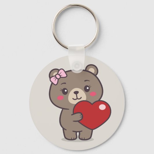 Teddy Bear Illustratie Sleutelhanger (Voorkant)