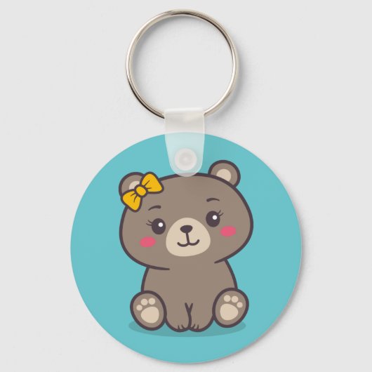 Teddy Bear Illustratie Sleutelhanger (Voorkant)