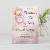 Teddy Bear in a Teacup Galantine's Tea Party Kaart (Staand voorkant)