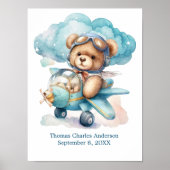 Teddy Bear in Airplane Nursery Decor Wall Art Poster (Voorkant)