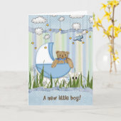 Teddy Bear in Buggy ForBaby Kaart (Gele Bloem)