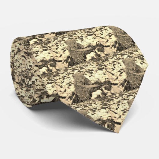 Teddy Bear in de Holly, Sepia tone Stropdas (Opgerold)