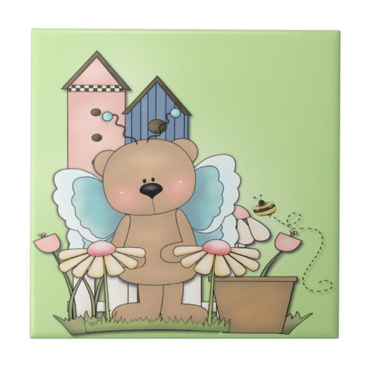 Teddy Bear in de tuin Tegeltje (Voorkant)