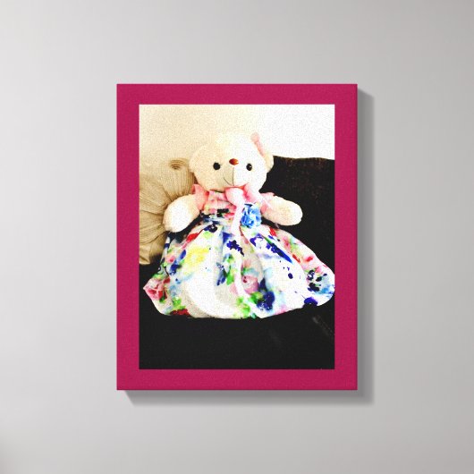 Teddy Bear in een dress Canvas Afdruk (Voorkant)