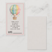 Teddy Bear in een Hot Air Ballon Diaper Raffle Informatiekaartje (Voorkant / Achterkant)