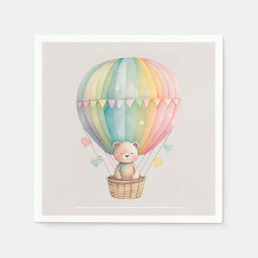 Teddy Bear in een luchtballon Napkins Servet (Voorkant)